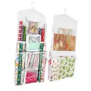 Double-Sided Gift Wrap Organizer - Hanging Wrapping Paper Gift Bag White