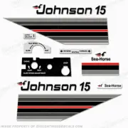 Fits Johnson 1982 15hp Outboard Decal Kit - Discontinued Decal Reproductions!