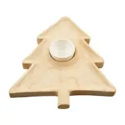 Carved Paulownia Wood Christmas Tree Shape Chip n Dip Serving Plate