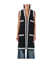 Balmain Sleeveless Long Knit Cardigan 1,2 Black