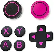 NANANINO Switch lite D-Pad Cover Set - ABXY Button Stickers, Compatible with Nintendo Switch lite - Cool Black & Red