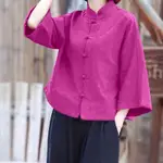 2024年女高級棉麻禪意唐裝女裝復古中國風素衣太極衫