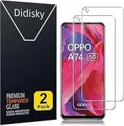 Didisky [2 Pack] Tempered Glass Screen Protector for Oppo A74 5G/Oppo A54 5G, Anti Scratch, 9H Hardness, No Bubbles, High Definition, Case Friendly, Transparent