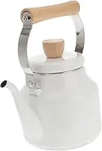 ULTECHNOVO Household Enamel Kettle Portable Teakettle for Induction Electric Gas Stove for Heating Water Tea Coffee Food Grade Materials Stylish White Design