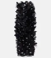 [Prada] Prada Feather-trimmed organza cocktail dress AU 10 black
