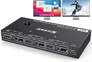 Dual Monitor KVM Switch Displayport MST 1 DP Cable in 2 Monitors 2 Computers USB 3.0 DP 1.4 KVM Switcher Max Support Dual 4K@100Hz Extended or Mirror Display, with Wired Remote Control