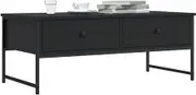 Black Coffee Table for Living Room, Wood Center Table with Storage, Modern Farmhouse Style, 101x49x39.5 cm