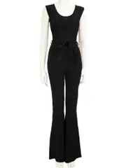 Black Stripe Pattern Sleeveless Jumpsuit