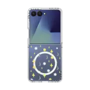 Galaxy Z Flip7 Clear Magnetic Case moon & stars