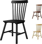 [ALFORDSON] Windsor Dining Chairs Set of 2 with Solid Wood Frame, Wooden Kitchen Chair with Floor Protector, Reading Seating for Home Cafe Coffee Table, Max 150kg, Black