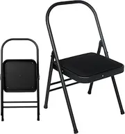 INNOLIFE Yoga Auxiliary Chair Foldable Backless Yoga Chair for Abs & Core, Foldable Balance Training Yoga Chair, Flexibility and Strength Training and Back Pain Relieving (Black)