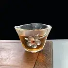 60ml Heat-resistant Tea Cup Kung Fu Tea Set Retro Silver Inlaid Pattern Glass