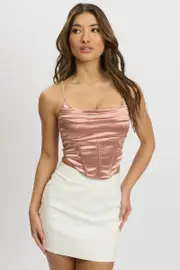 Pink Satin Cowl Cami Top - Size 16XL, Women's Cami