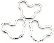 Heyous 10pcs Creative Flat Key Ring Silver DIY Metal Key Holder Keyring Keychain Hoop Loop Mickey Mouse Shape