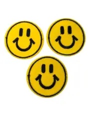 Lot of 3 Happy Face Patch Embroidered Iron on or Sew Patch (USA SELLER) Smiley
