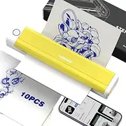Padieoe Tattoo Stencil Printer with 10Pcs Transfer Paper - Bluetooth, Wireless, 2000mAh - Portable Thermal Printer Machine for Tattoo Artists - 11.5x2.6x1.8in - Yellow