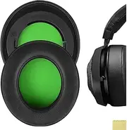 Geekria QuickFit Ear Pads for Razer Kraken Pro V2, 7.1 V2, 7.1 Chroma V2, Kraken Pro V2 Pewdiepie/Stormtrooper Edition Headphones Ear Cushions, Ear Cups Cover Repair Parts (Black/Green)