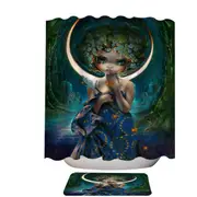 The Moon Goddess Forest Wolves and Beautiful Maiden Shower Curtain