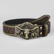 Man Belt PU Leathers Western Cowboy Vintage Waist Belt Causal Waistband Jeans