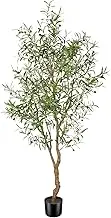 FEELEAD 7ft Faux Olive Tree - Fake Potted Olive Silk Tree with Planter Natural Olive Branches and Realistic Leaves Artificial Tree for Home House Office Decor Indoor