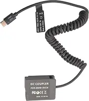 Coupler DMW-BLC12 Dummy Battery Power Adapter Kit for Panasonic FZ300 G7 Power Bank, with USB-C Cable
