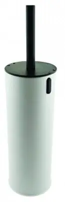 TOILET BRUSH HOLDER 9.4x9.4x40cm With Lockable Lid WHITE/BLACK