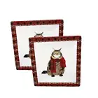 Harry the Maine Coon Tapas Plates, set of two, 5.75" square bone china