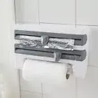 Kitchen Towel Rack Cling Wrap Tin Foil Film Dispenser Paper Roller Holder