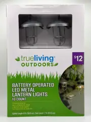 LED Metal Lantern String Lights Battery Operated 10 Ct 7ft Cord Indoor Outdoor