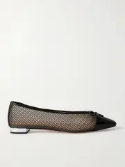[Aquazzura] Aquazzura - Gioia Leather-trimmed Mesh Ballet Flats - Black - IT42 IT 42 Black