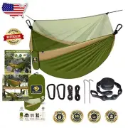 2-in-1 Reversible Camping Hammock with Mosquito Net & Heavy-Duty Tree Straps