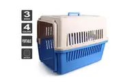 Qttie Pet Carrier Dog Cat Portable Tote Crate Kennel Travel Carry Bag Airline 48.5x32x30cm(Light Blue)
