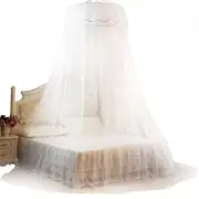 (White)Breathable Round Canopy Lace Princess Style Mosquito Net Bed Curtain US