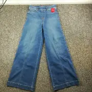 NWT Spanx Seamed-Front High Rise Wide Leg Jeans Vintage Indigo Size Large