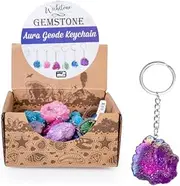 [MDI] Gemstone Aura Quartz Geode Keychain