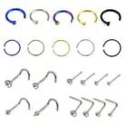 22PCS/Set Stainless Steel Hinged Segment Nose Hoop Ring Bone Studs Body D-io`