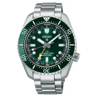 【SEIKO 精工】Prospex 廣告款GMT綠水鬼陶瓷圈三日鍊潛水機械錶-綠x銀/42mm(SPB381J1/6R54-00D0G)