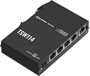 Teltonika TSW114 - DIN Rail Switch, 5x Gigabit Ethernet ports with speeds of up to 1000 Mbps, Integrated DIN rail bracket - PSU excluded (PR3PRAU6)