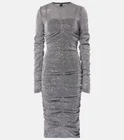 [Dolce & Gabbana] Dolce & Gabbana Sequined ruched midi dress AU 14 silver