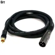 6FT Premium XLR 3-Pin Male to RCA Male Mic Microphone Audio Cable Gold Plated