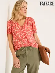 FatFace Jade Burnt Orange Painted Bloom Blouse (E80124) | $106