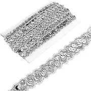 uxcell 2.3cm x 6m Sequin Trim Silver Tone Wave Flat Sequin Braid Trim Strip Paillette Ribbon for Crafts, Embellishments, DIY Sewing Costume Decor