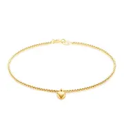 9ct Yellow Gold Silver Filled Heart Drop Charm Bracelet