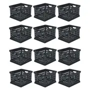 Sterilite Stackable Plastic Storage Open Crate Bin Organizer Box, Black, 12 Pack