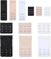 [Yolev] 12 Pcs Bra Extenders 3 Hooks and Bra Extender 2 Hook Elastic Bra Hooks Replacement Soft Bra Hook Extender Set Bra Closure Band Extenders for All Common Bra Models Black White Beige, Black White Skin