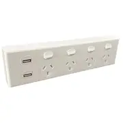 4 Pack x 3A AU Quad Power Point 10A 250v with 2 USBs – 4 Gang GPO Socket Outlet