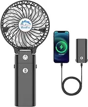 HandFan 2023 Upgraded 5200mAh Portable Handheld Fan, Foldable Personal Fan, Battery Operated Rechargeable Fan, Detachable Handle Design, Small USB Fan for Travel, Outdoors, Indoors