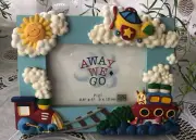 FIGI GRAPHICS - FRAME FOR 3.5" X 5" PICTURE - AWAY WE GO (BOY)