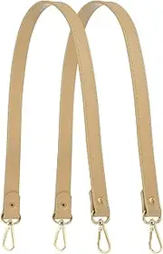 [uxcell] Leather Purse Strap Replacement PU Short Bag Handles with Gold Lobster Buckles, 23 Inch Length Fit for Handbags Shoulder Bag Accessories - Rectangle (2 Pack, Beige)