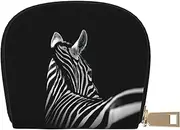 [EdWal] Black & White Zebra Print Card Holder Unisex Credit Card Case for Men and Women Leather Card Holder, Slim Business Card, White, One Size